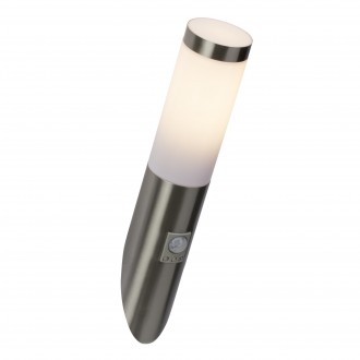 BRILLIANT 43697/82 | Chorus Brilliant zidna svjetiljka sa senzorom 1x E27 IP44 plemeniti čelik, čelik sivo, bijelo