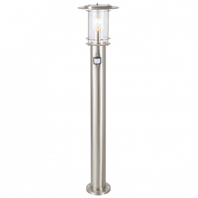 BRILLIANT 44799/82 | YorkB Brilliant podna svjetiljka 100cm sa senzorom 1x E27 IP44 plemeniti čelik, čelik sivo