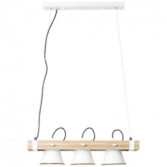 BRILLIANT 82173/05 | Plow Brilliant visilice svjetiljka s mogućnošću skraćivanja kabla 3x E27 bijelo, drvo