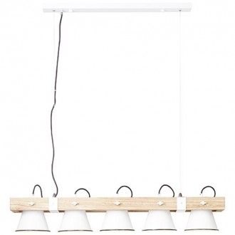 BRILLIANT 82175/05 | Plow Brilliant visilice svjetiljka s mogućnošću skraćivanja kabla 5x E27 bijelo, drvo