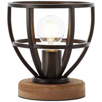 BRILLIANT 92610/76 | Matrix-BRI Brilliant stolna svjetiljka 19,5cm s prekidačem 1x E27 galvanizirana metalna površina, drvo, crno