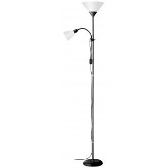 BRILLIANT 93008/76 | Spari4 Brilliant podna svjetiljka 180cm sa prekidačem na kablu elementi koji se mogu okretati 1x E27 + 1x E14 crno, bijelo