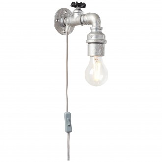 BRILLIANT 93707/43 | Pipe Brilliant zidna svjetiljka sa prekidačem na kablu 1x E27 antički cink