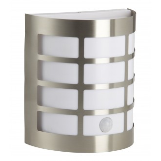 BRILLIANT 96183/82 | Rune Brilliant zidna svjetiljka sa senzorom 1x E27 IP44 plemeniti čelik, čelik sivo