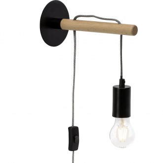 BRILLIANT 98977/76 | Jarbo Brilliant zidna svjetiljka sa prekidačem na kablu 1x E27 crno, drvo
