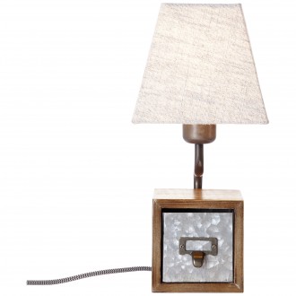 BRILLIANT 99023/43 | Casket Brilliant stolna svjetiljka 34cm sa prekidačem na kablu 1x E27 antički cink, drvo