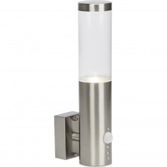 BRILLIANT G40097/82 | BergenB Brilliant zidna svjetiljka sa senzorom 1x GU10 345lm 4000K IP44 plemeniti čelik, čelik sivo, prozirna