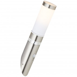 BRILLIANT G46798/82 | Bole Brilliant zidna svjetiljka sa senzorom, svjetlosni senzor - sumračni prekidač 12x LED IP44 plemeniti čelik, čelik sivo, bijelo