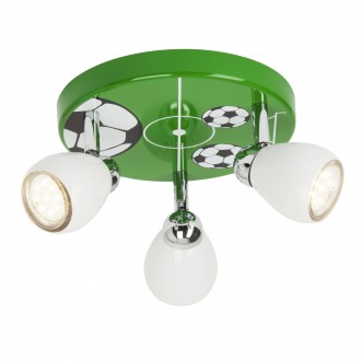 BRILLIANT G56234/74 | Soccer Brilliant stropne svjetiljke svjetiljka elementi koji se mogu okretati 3x GU10 750lm 3000K zeleno, crno, bijelo