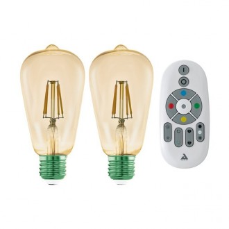 EGLO 12256 | E27 5,5W -> 41W Eglo Edison ST64 LED izvori svjetlosti filament smart rasvjeta 500lm 2200K zvučno upravljanje, jačina svjetlosti se može podešavati, može se upravljati daljinskim upravljačem, dvodijelni set daljinski upravljač CRI>80