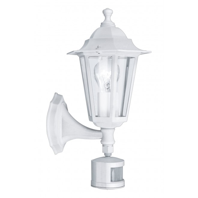 EGLO 22464 | Laterna8 Eglo zidna svjetiljka sa senzorom 1x E27 IP44 bijelo, prozirna