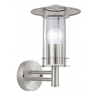 EGLO 30184 | Lisio Eglo zidna svjetiljka 1x E27 IP44 plemeniti čelik, čelik sivo, prozirna