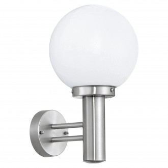 EGLO 30205 | Nisia Eglo zidna svjetiljka 1x E27 IP44 plemeniti čelik, čelik sivo, bijelo