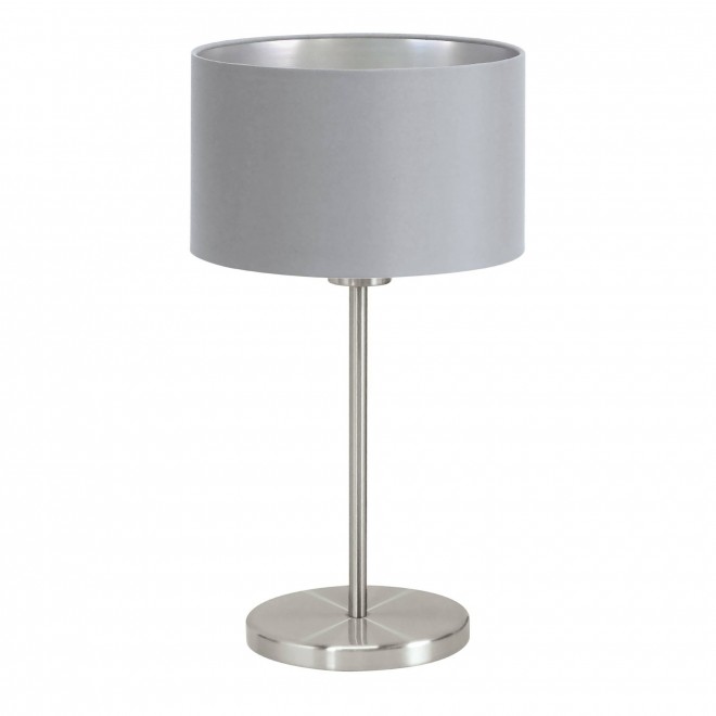 EGLO 31628 | Eglo-Maserlo-GS Eglo stolna svjetiljka okrugli 42cm sa prekidačem na kablu 1x E27 sivo, srebrno, poniklano mat