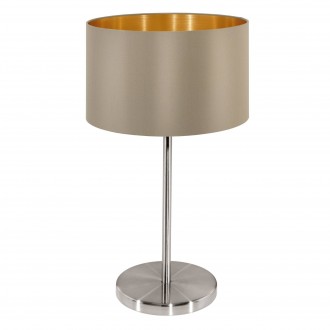 EGLO 31629 | Eglo-Maserlo-TG Eglo stolna svjetiljka 42cm sa prekidačem na kablu 1x E27 taupe, zlatno, poniklano mat