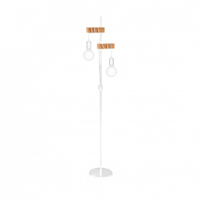 EGLO 33167 | Townshend Eglo podna svjetiljka 166,5cm sa prekidačem na kablu 2x E27 bijelo, smeđe