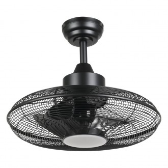 EGLO 35133 | Igeldo Eglo ventilatorska lampa stropne svjetiljke okrugli daljinski upravljač sa podešavanjem temperature boje, timer 1x LED 1800lm 3000 - 4000 - 5000K crno mat, opal