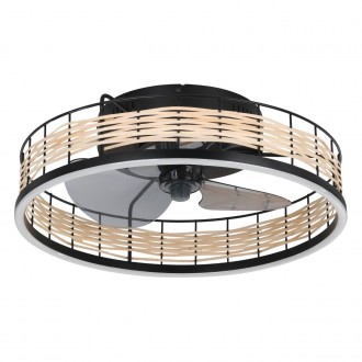 EGLO 35148 | Frana Eglo ventilatorska lampa stropne svjetiljke okrugli daljinski upravljač jačina svjetlosti se može podešavati, sa podešavanjem temperature boje, timer 1x LED 3600lm 2700 <-> 6500K crno mat, bezbojno, opal