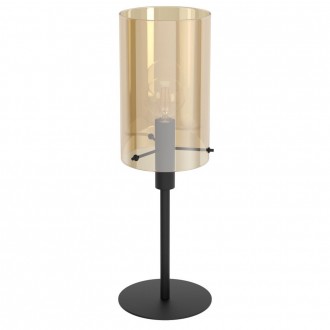 EGLO 39541 | Polverara Eglo stolna svjetiljka 60,5cm sa prekidačem na kablu 1x E27 crno, jantar