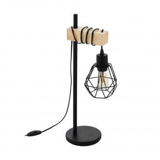 EGLO 43136 | Townshend-5 Eglo stolna svjetiljka 50cm sa prekidačem na kablu 1x E27 crno, bezbojno, smeđe