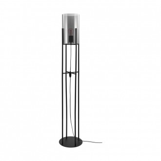 EGLO 43142 | Glastonbury Eglo podna svjetiljka 136cm sa prekidačem na kablu 1x E27 crno, prozirna crna