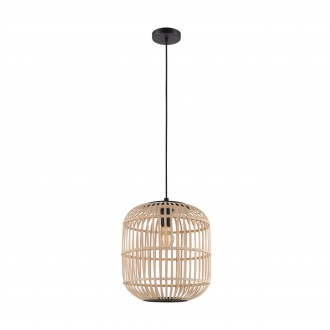 EGLO 43216 | Bordesley Eglo visilice svjetiljka 1x E27 crno, drvo, bezbojno