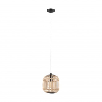 EGLO 43231 | Bordesley Eglo visilice svjetiljka 1x E27 crno, drvo, bezbojno