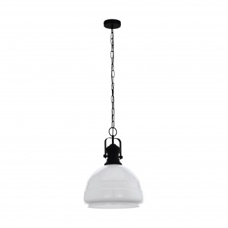 EGLO 43302 | Combwich-1 Eglo visilice svjetiljka 1x E27 crno, opal, blistavo bijela