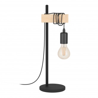 EGLO 43515 | Townshend Eglo stolna svjetiljka EGLO 32918 50cm sa prekidačem na kablu FSC 1x E27 crno, smeđe