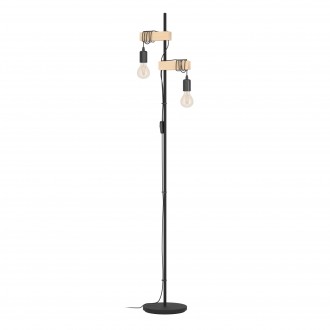 EGLO 43516 | Townshend Eglo podna svjetiljka EGLO 32919 166,5cm sa prekidačem na kablu FSC 2x E27 crno, smeđe