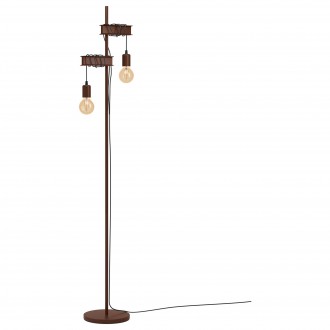 EGLO 43526 | Townshend-4 Eglo podna svjetiljka 169cm sa prekidačem na kablu 2x E27 braon antik, crno