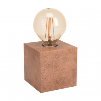 EGLO 43548 | Prestwick Eglo stolna svjetiljka kocka 10cm sa prekidačem na kablu 1x E27 rdža smeđe