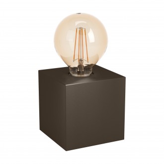 EGLO 43549 | Prestwick Eglo stolna svjetiljka kocka 10cm sa prekidačem na kablu 1x E27 brončano smeđe