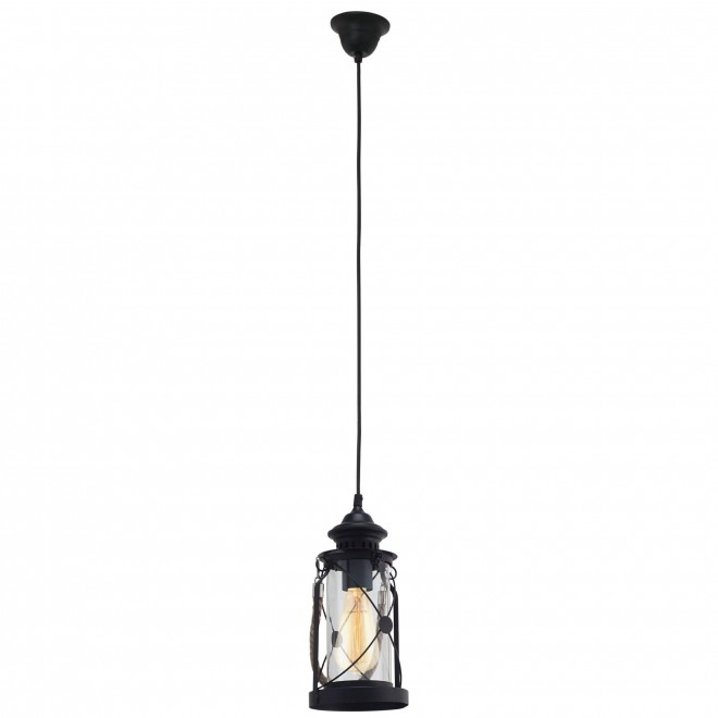 EGLO 49213 | Bradford Eglo visilice svjetiljka 1x E27 crno, prozirna, bezbojno