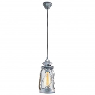EGLO 49214 | Bradford Eglo visilice svjetiljka 1x E27 antik srebrna, prozirna, bezbojno
