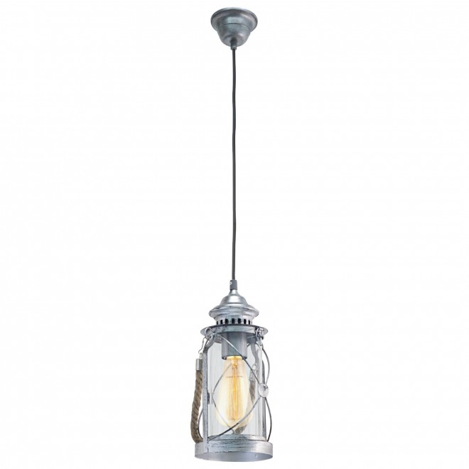 EGLO 49214 | Bradford Eglo visilice svjetiljka 1x E27 antik srebrna, prozirna, bezbojno