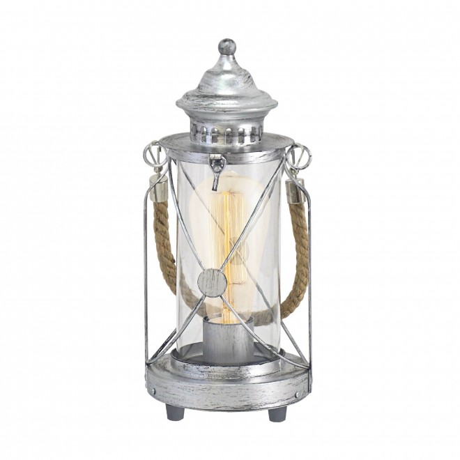 EGLO 49284 | Bradford Eglo stolna svjetiljka 33cm sa prekidačem na kablu 1x E27 antik srebrna, prozirna, bezbojno
