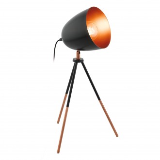 EGLO 49385 | Chester Eglo stolna svjetiljka 44cm sa prekidačem na kablu elementi koji se mogu okretati 1x E27 crno, crveni bakar