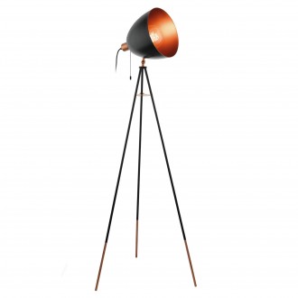 EGLO 49386 | Chester Eglo podna svjetiljka 149,5cm s poteznim prekidačem elementi koji se mogu okretati 1x E27 crno, crveni bakar