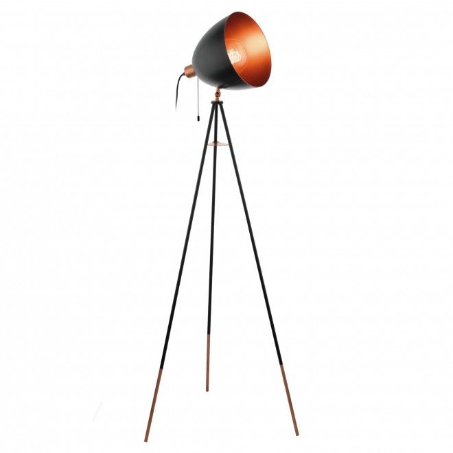 EGLO 49386 | Chester Eglo podna svjetiljka 149,5cm s poteznim prekidačem elementi koji se mogu okretati 1x E27 crno, crveni bakar
