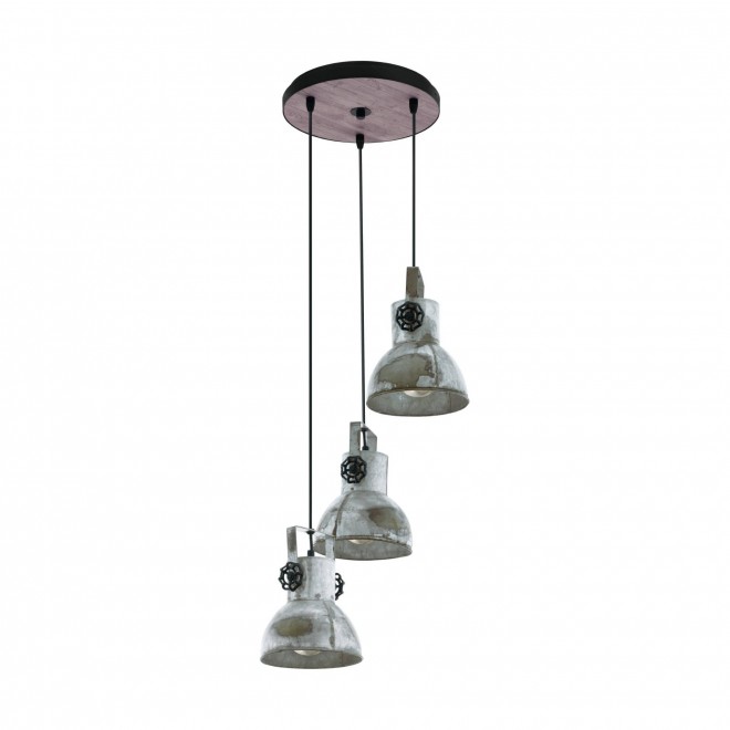 EGLO 49647 | Barnstaple Eglo visilice svjetiljka 3x E27 braon antik, crno, antički cink