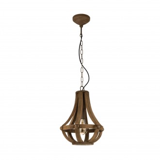 EGLO 49724 | Kinross Eglo visilice svjetiljka 1x E27 crno, smeđe, drvo