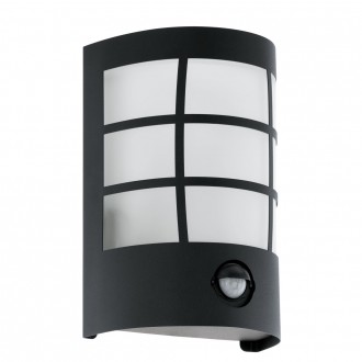 EGLO 75314 | Cerno-1 Eglo zidna svjetiljka sa senzorom 1x E27 320lm 3000K IP44 bijelo, crno