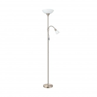 EGLO 82842 | UP2 Eglo podna svjetiljka 176,5cm sa prekidačem na kablu fleksibilna 1x E27 + 1x E14 poniklano mat, bijelo