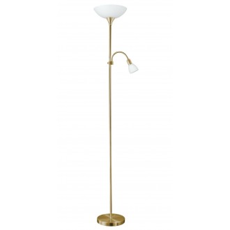 EGLO 82844 | UP2 Eglo podna svjetiljka 176,5cm sa prekidačem na kablu fleksibilna 1x E27 + 1x E14 bronca, bijelo