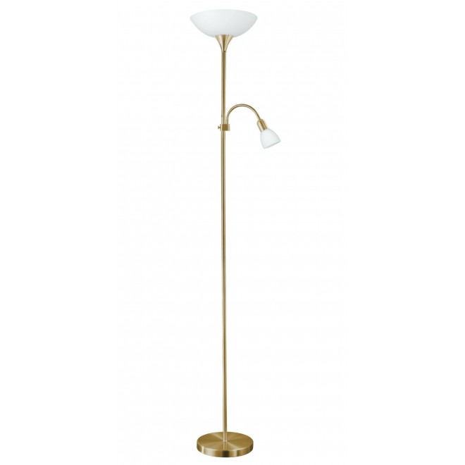 EGLO 82844 | UP2 Eglo podna svjetiljka 176,5cm sa prekidačem na kablu fleksibilna 1x E27 + 1x E14 bronca, bijelo