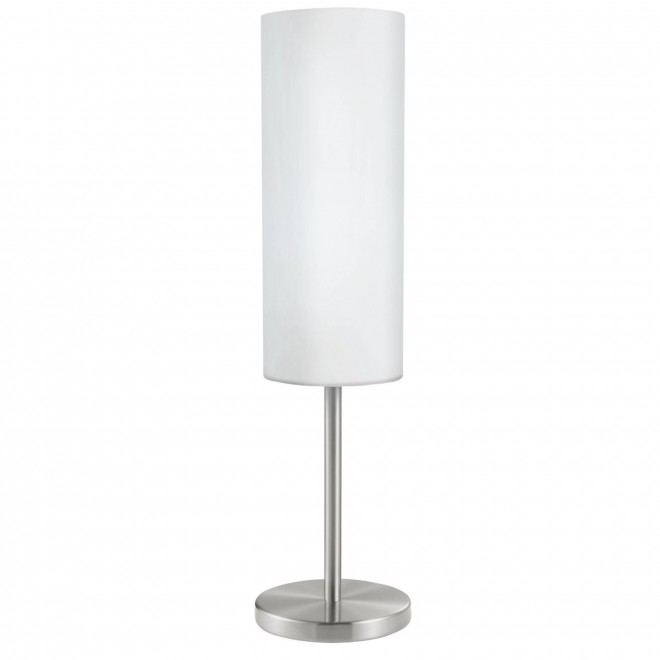 EGLO 85981 | Troy3 Eglo stolna svjetiljka 46cm sa prekidačem na kablu 1x E27 poniklano mat, bijelo, saten