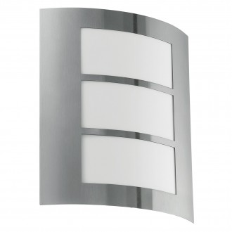 EGLO 88139 | City Eglo zidna svjetiljka 1x E27 IP44 plemeniti čelik, čelik sivo, bijelo