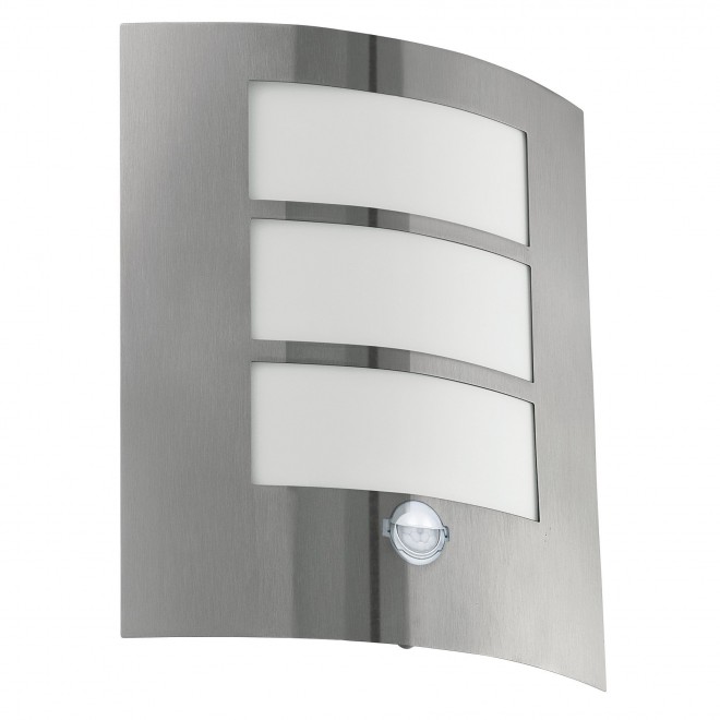 EGLO 88142 | City Eglo zidna svjetiljka sa senzorom 1x E27 IP44 plemeniti čelik, čelik sivo, bijelo