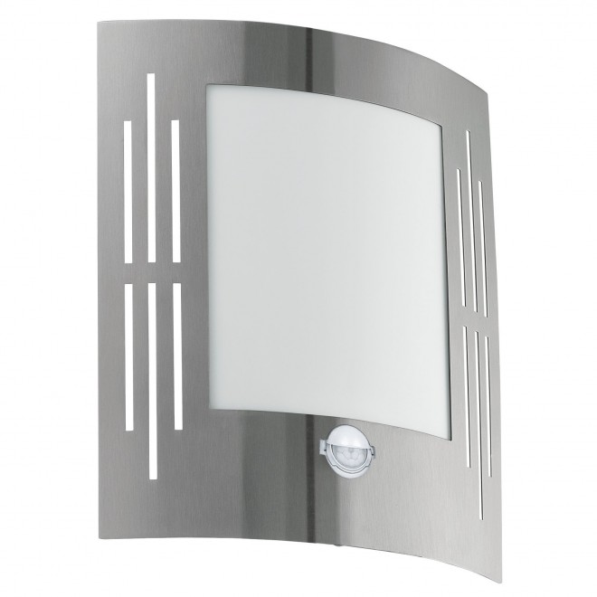 EGLO 88144 | City Eglo zidna svjetiljka sa senzorom 1x E27 IP44 plemeniti čelik, čelik sivo, bijelo